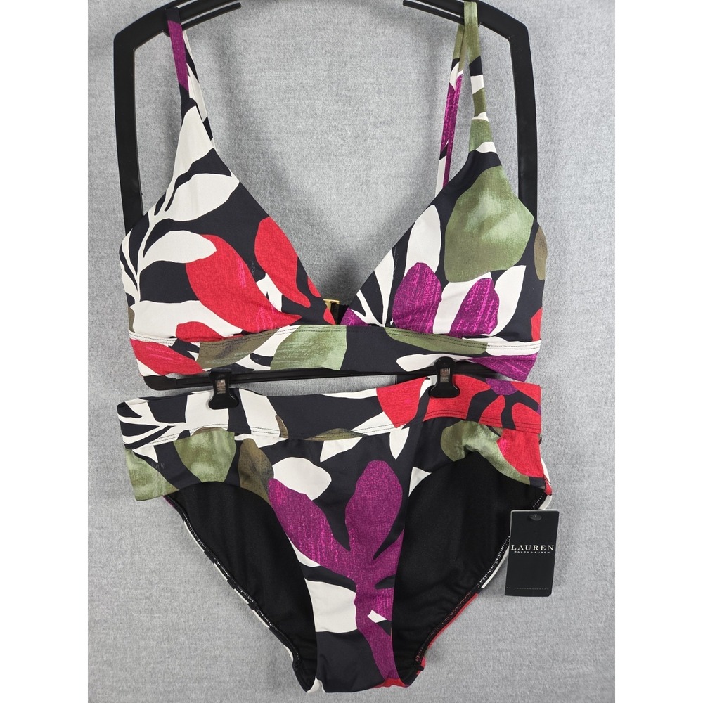 Lauren Ralph Lauren Bikini Size 10 Modern Jungle Floral 2 Pc Swimsuit Beach NEW